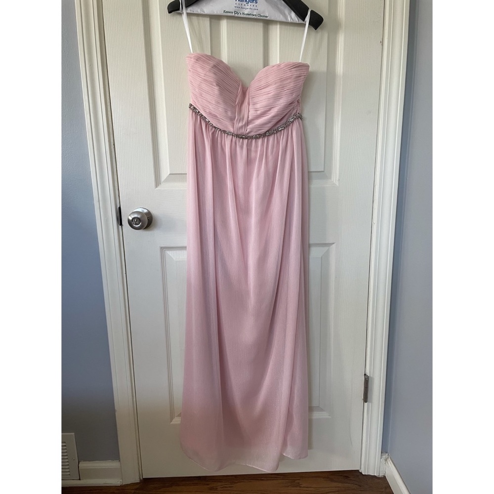 Minuet floor length gown with rhinestone details